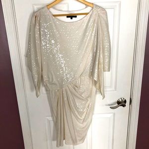 Draped David Meister dress w/ sequins, white hot!